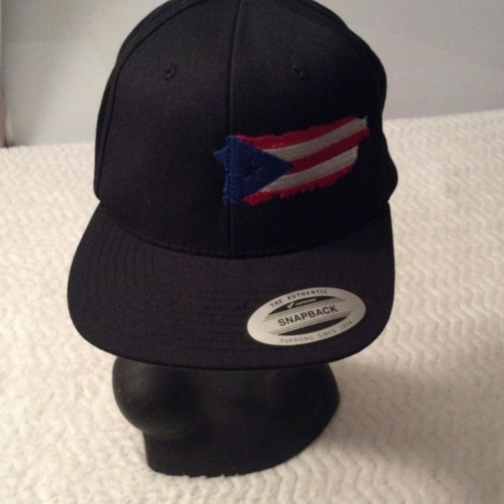 Yupoong The Classic Black Puerto Rico Flag Snap Back Hat
